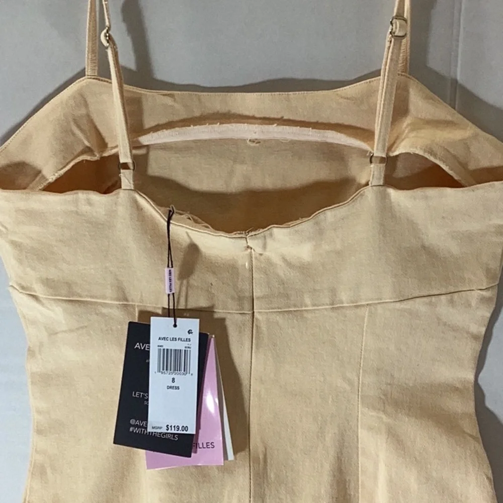 Avecles Filled Elegant Cream Dress
